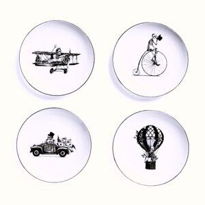 Eaton Fine Dining Bone Voyage Halloween Salad Dessert Plate SET of 4 Assorted